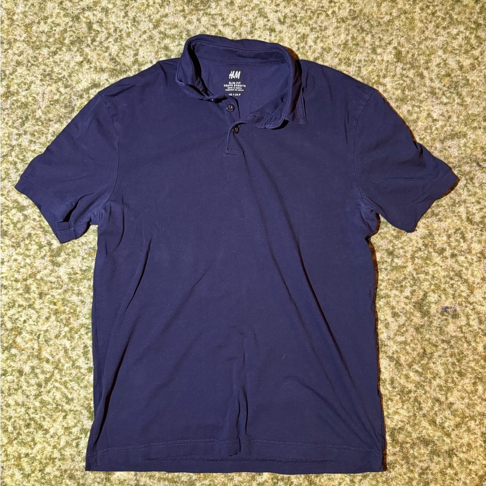 H&M Men's Black Slim Fit Polo Shirt Small